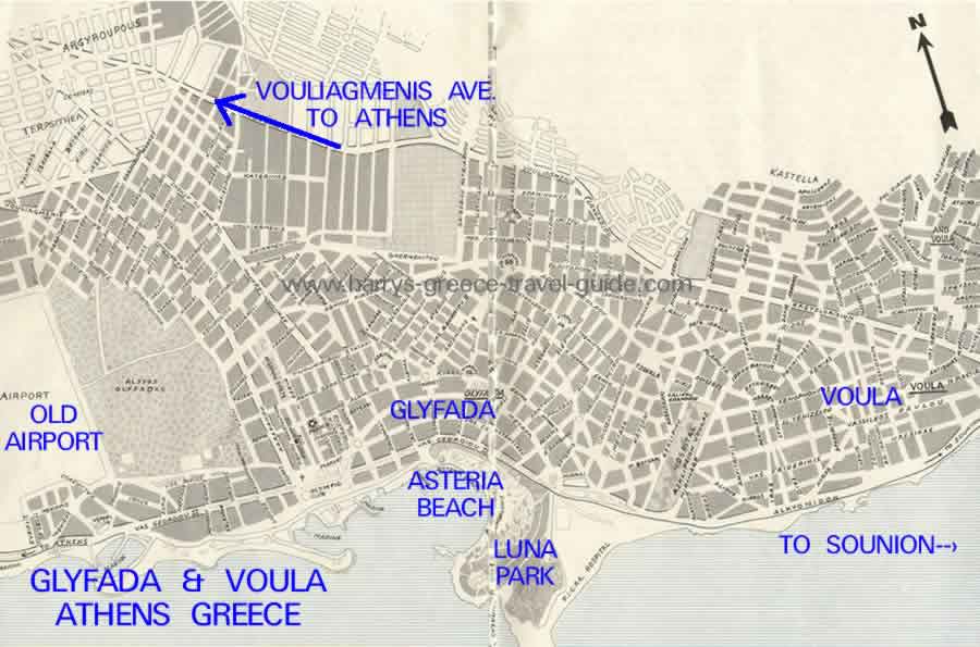 map athens greece glyfada voula suburbs