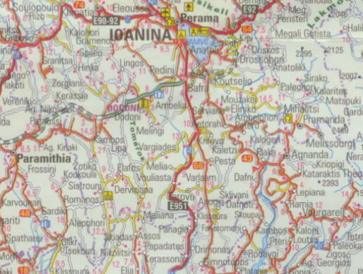 map of ioannina area