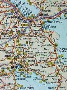 road map athens  corinth peloponnese