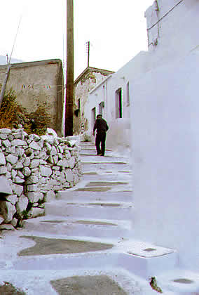 long walk up hill for old man with cane