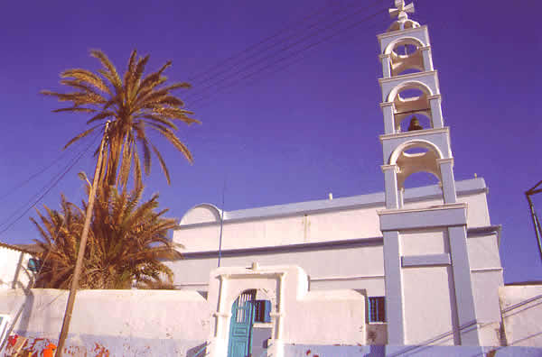 the impressive bell tower of the church