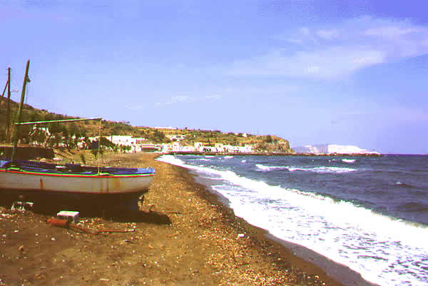 beach with fishing boat