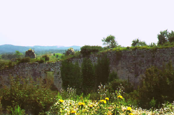 a gully in hinterland with ruins