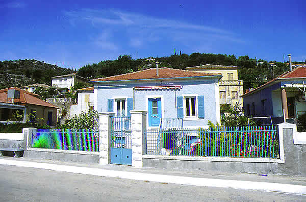 house with blue trim