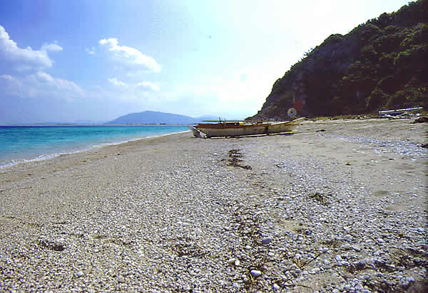 a beautiful deserted pebble beach