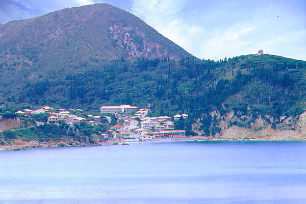 a view of the shore from the sea