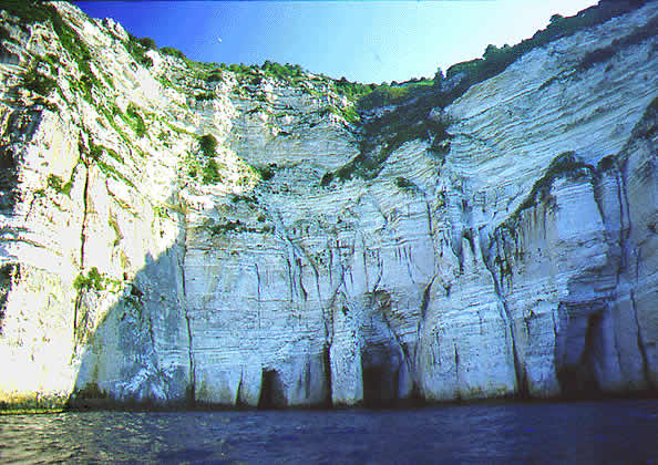 sheer cliffs with caves