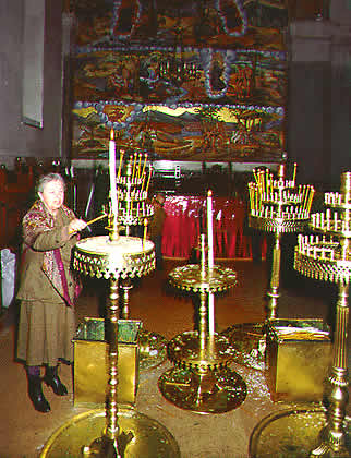 votive candles in church