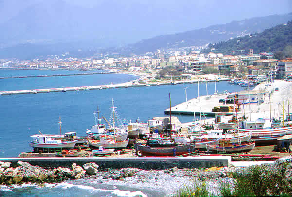 port from the land with docks